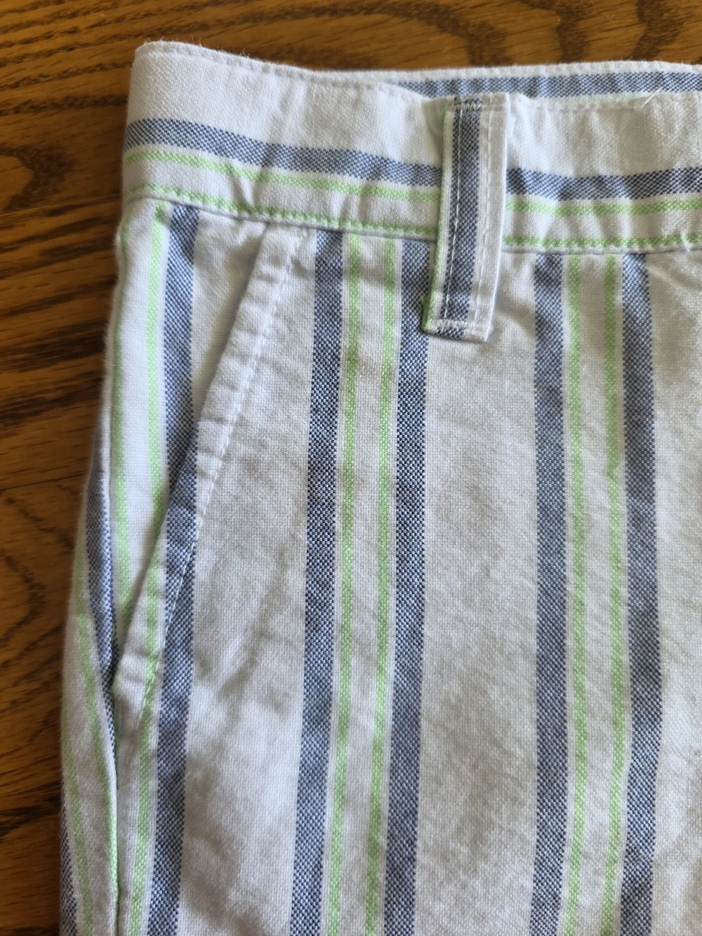 Janie and Jack White Shorts With Light Blue And Green Striped Kids